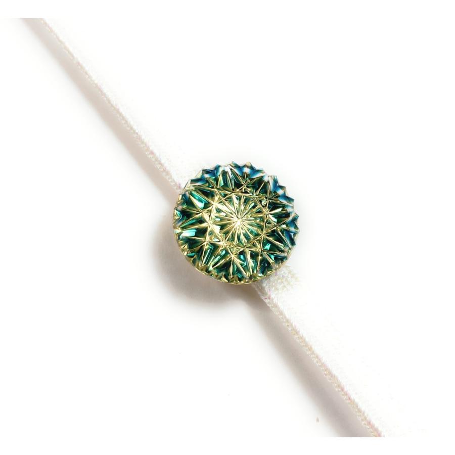 東京切子帯留め　ひまわり　ダークブルー・ゴールド |  | 02