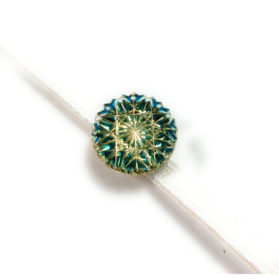 東京切子帯留め　ひまわり　ダークブルー・ゴールド |  | 03