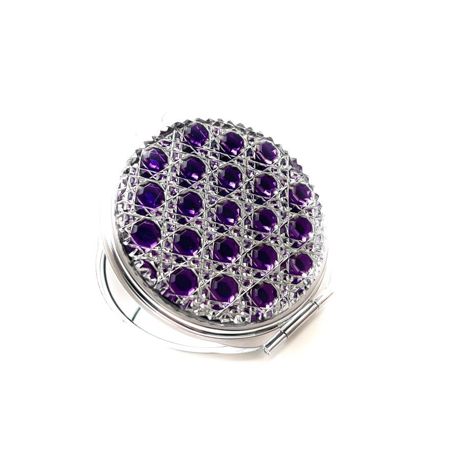 東京切子コンパクトミラー 光籠目  \"Amethyst \"~アメシスト〜  Silverの画像