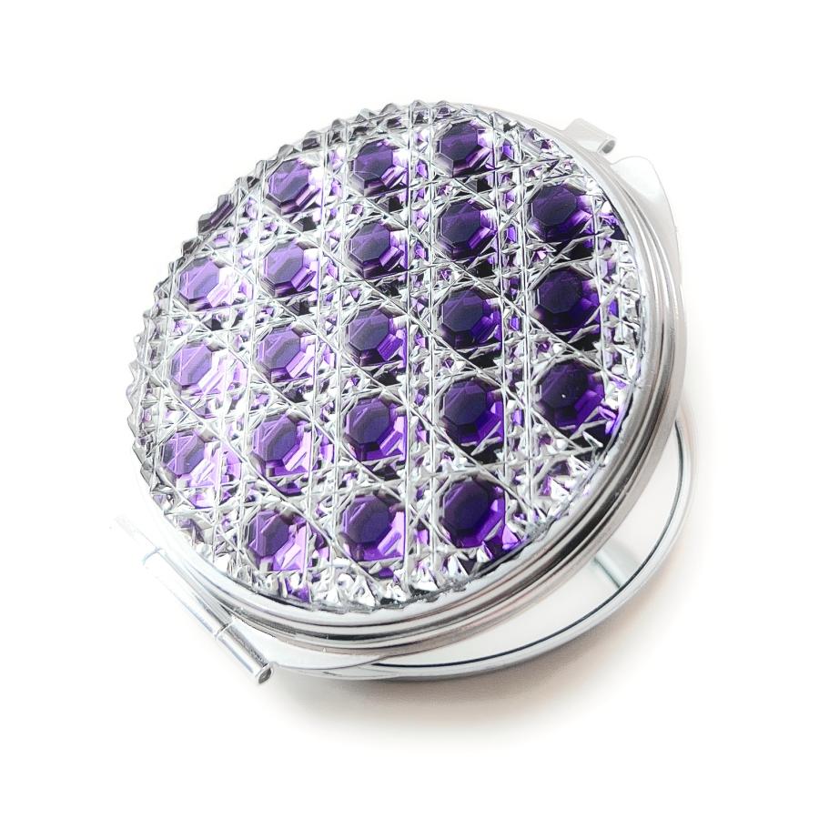 東京切子コンパクトミラー 光籠目  \"Amethyst \"~アメシスト〜  Silverの画像