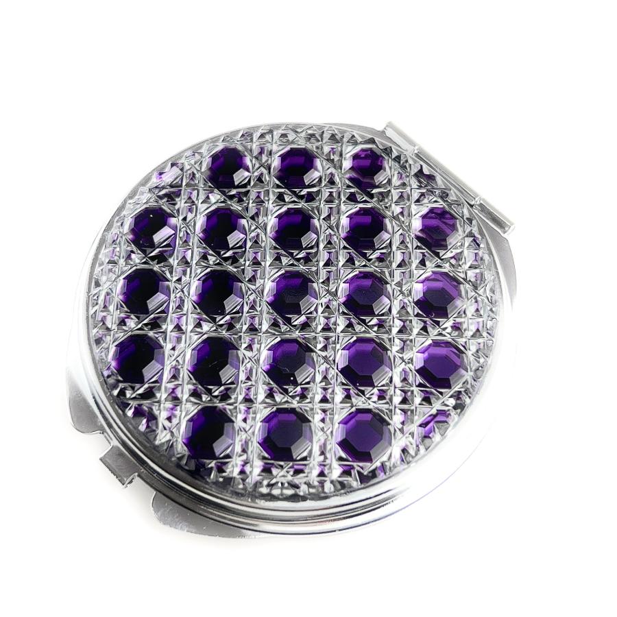 東京切子コンパクトミラー 光籠目  \"Amethyst \"~アメシスト〜  Silverの画像