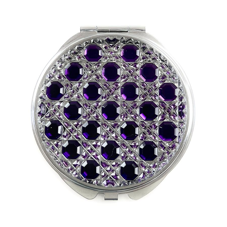東京切子コンパクトミラー 光籠目  \"Amethyst \"~アメシスト〜  Silverの画像