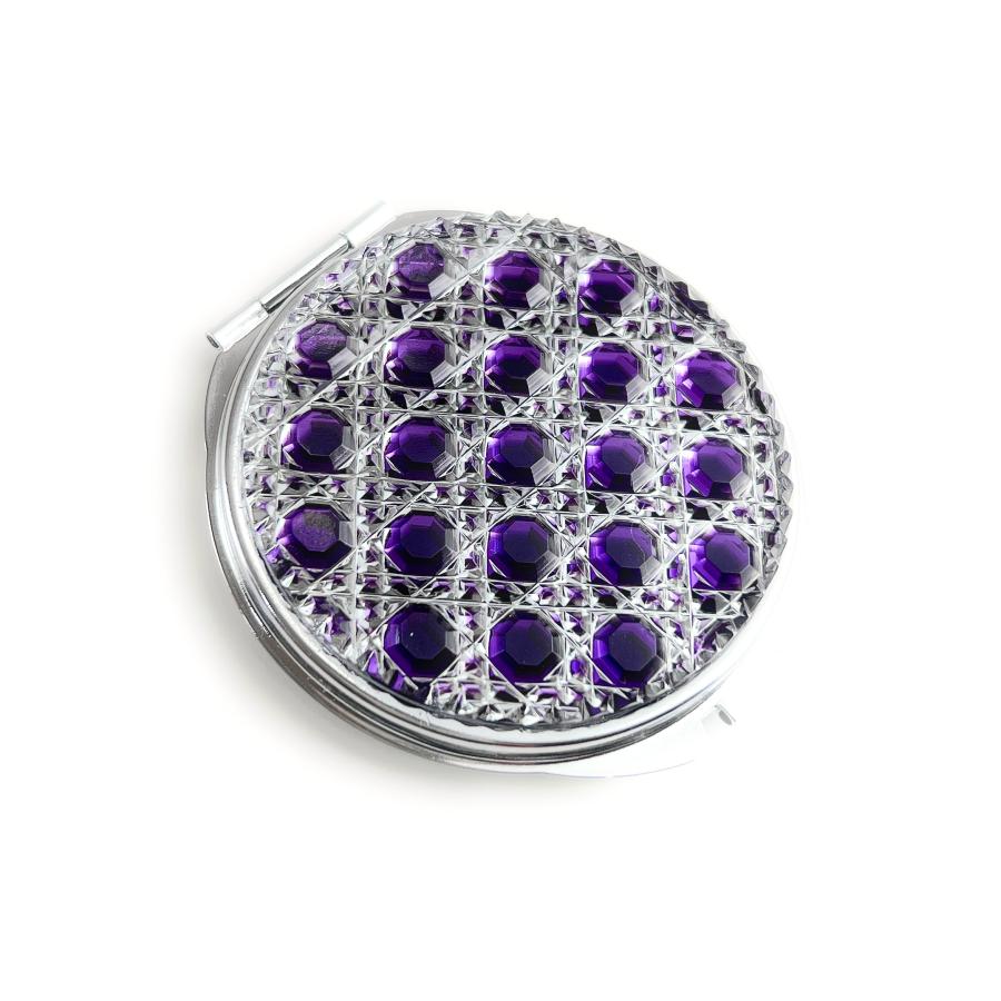 東京切子コンパクトミラー 光籠目  \"Amethyst \"~アメシスト〜  Silverの画像