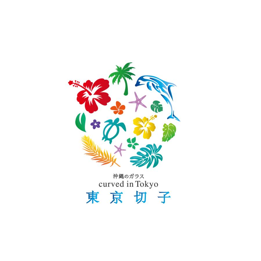 琉球ガラスｘ東京切子(花切子）ロックグラス　千代紙　蒼 |  | 08