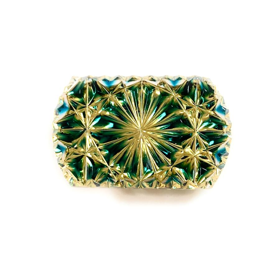 東京切子帯留め　お太鼓　菊　ダークブルーゴールド |  | 02