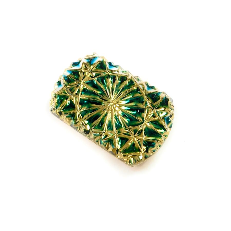 東京切子帯留め　お太鼓　菊　ダークブルーゴールド |  | 03