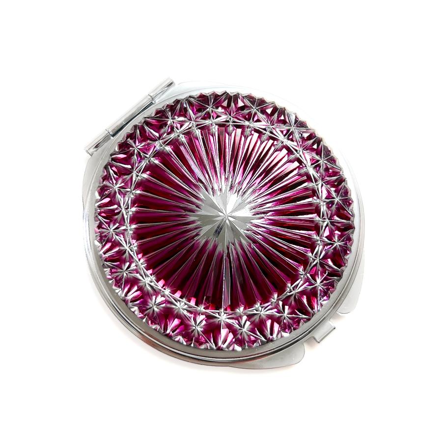 東京切子コンパクトミラー 　輝菊  〜かがやきぎく〜　金赤　Silver |  | 03