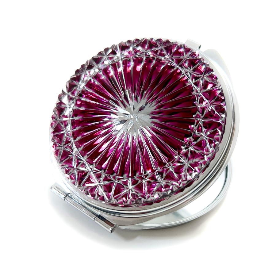 東京切子コンパクトミラー 　輝菊  〜かがやきぎく〜　金赤　Silver |  | 04