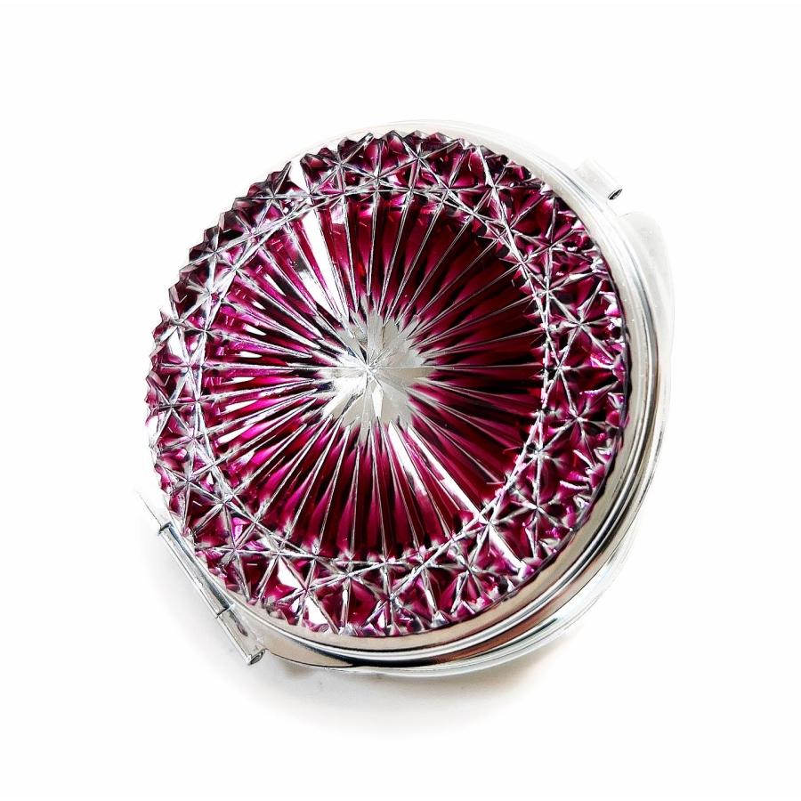 東京切子コンパクトミラー 　輝菊  〜かがやきぎく〜　金赤　Silver |  | 05