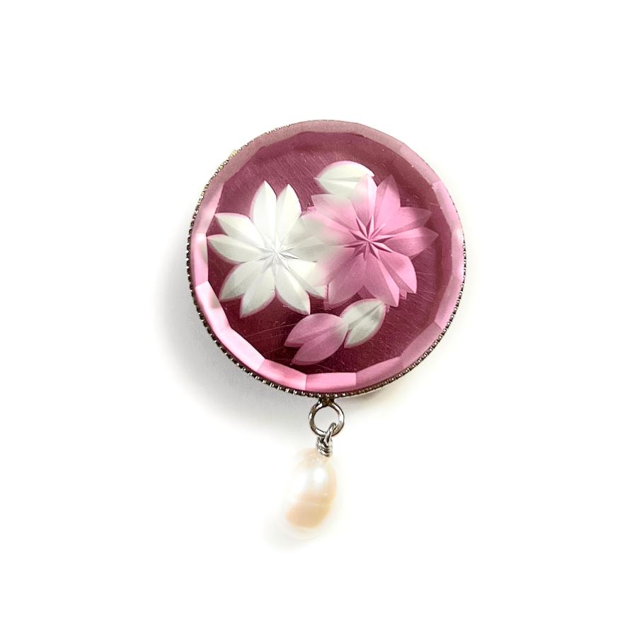 東京切子（花切子）帯留め　桜絵巻　〜さくらえまき〜 | 