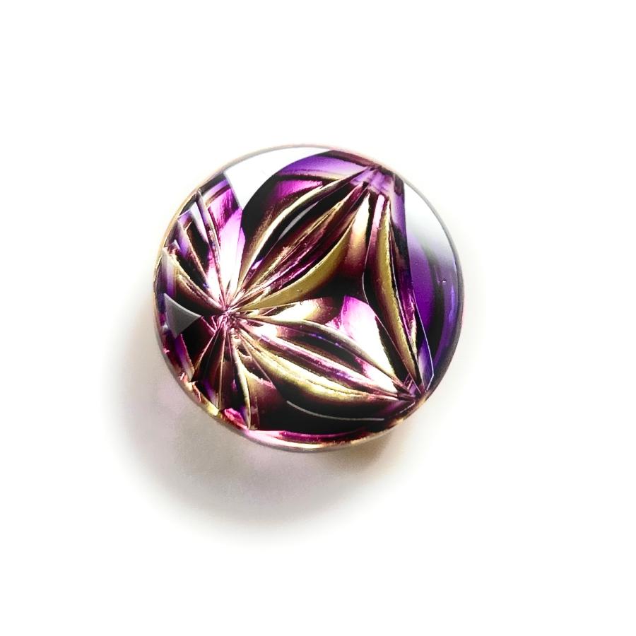 東京切子帯留め　雅七宝　〜みやびしっぽう〜　パープル・ゴールド | 