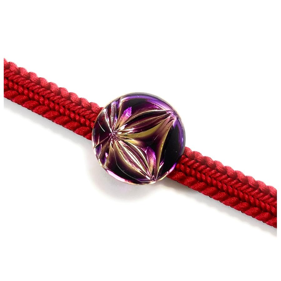 東京切子帯留め　雅七宝　〜みやびしっぽう〜　パープル・ゴールド |  | 01