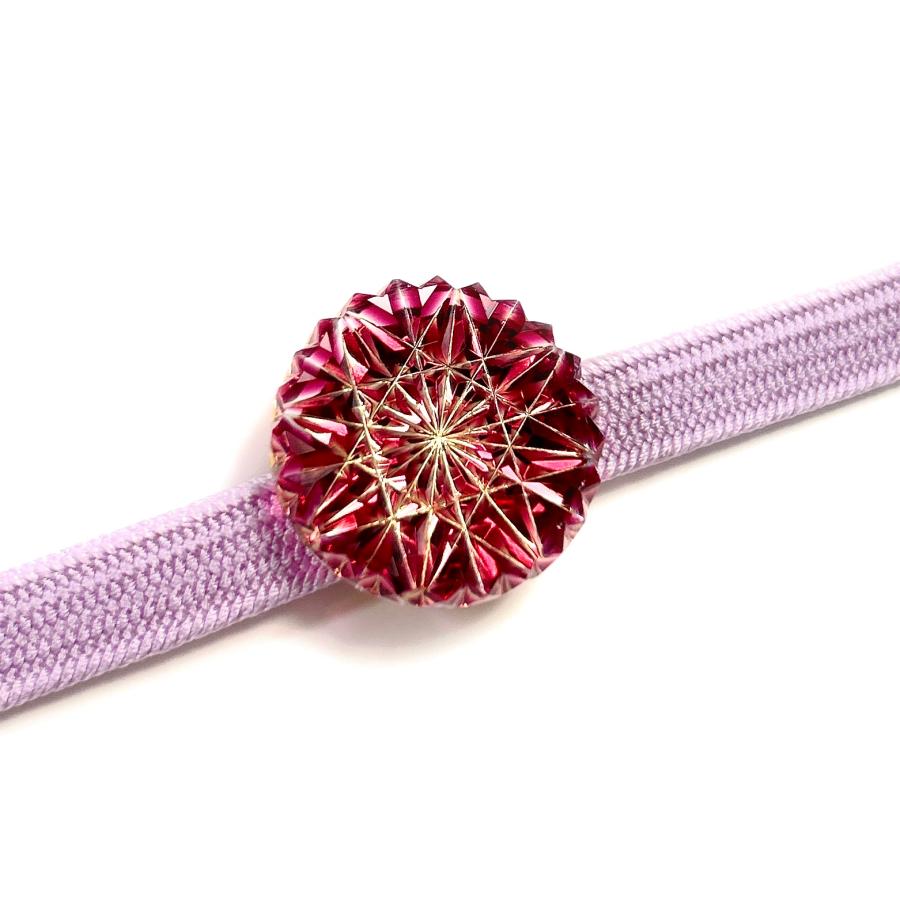 東京切子帯留め　ひまわり　金赤・ゴールド | 