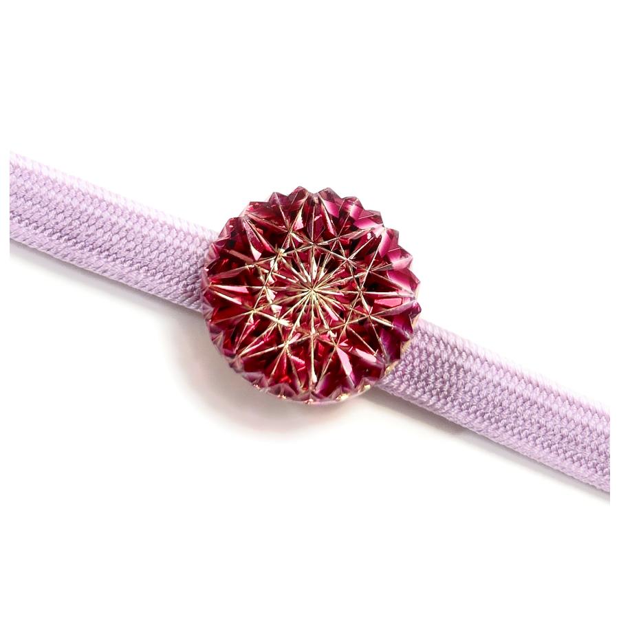 東京切子帯留め　ひまわり　金赤・ゴールド |  | 01