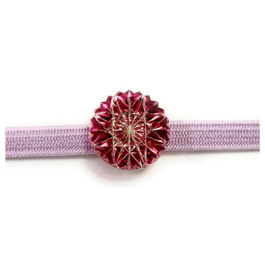 東京切子帯留め　ひまわり　金赤・ゴールド |  | 02