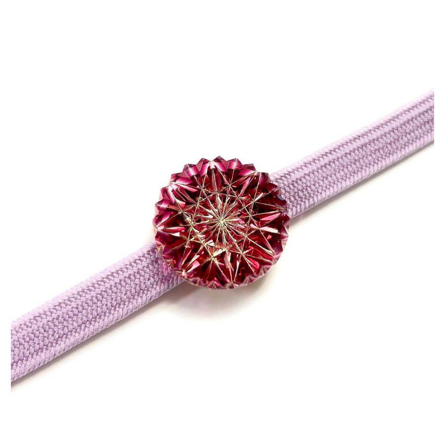 東京切子帯留め　ひまわり　金赤・ゴールド |  | 03