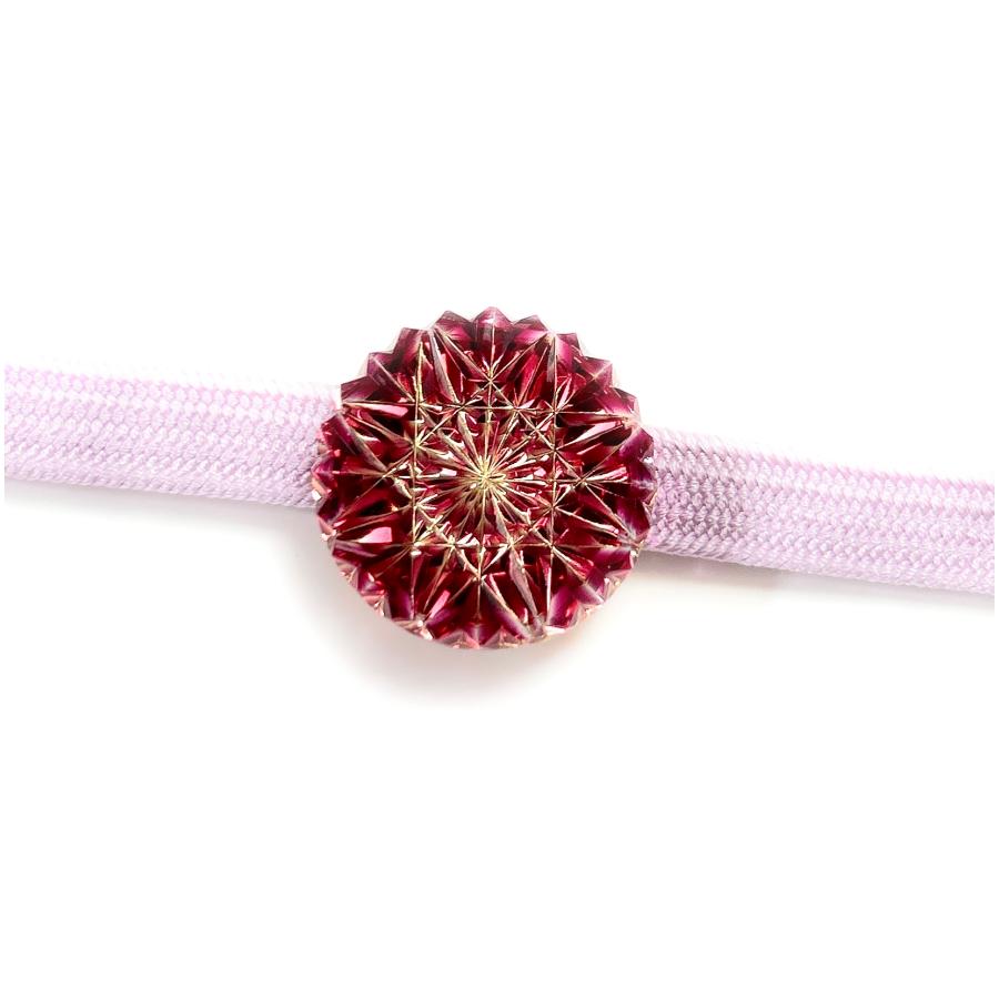 東京切子帯留め　ひまわり　金赤・ゴールド |  | 04