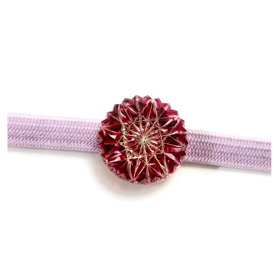 東京切子帯留め　ひまわり　金赤・ゴールド |  | 05