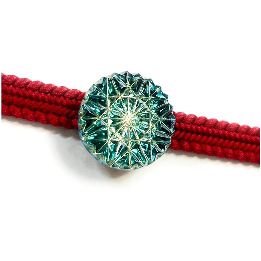 東京切子帯留め　ひまわり　ダークブルー・ゴールド |  | 01