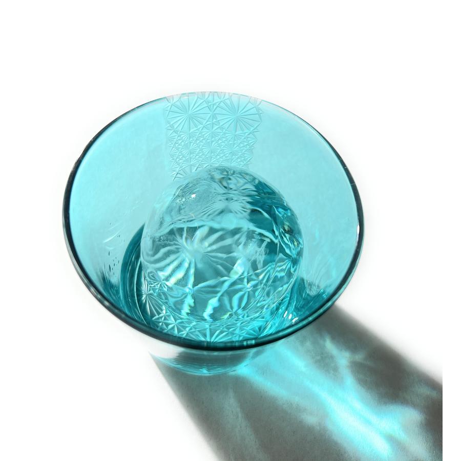 「拡大反射を愉しむ」東京切子（花切子）グラス　Professor 　空色 |  | 02
