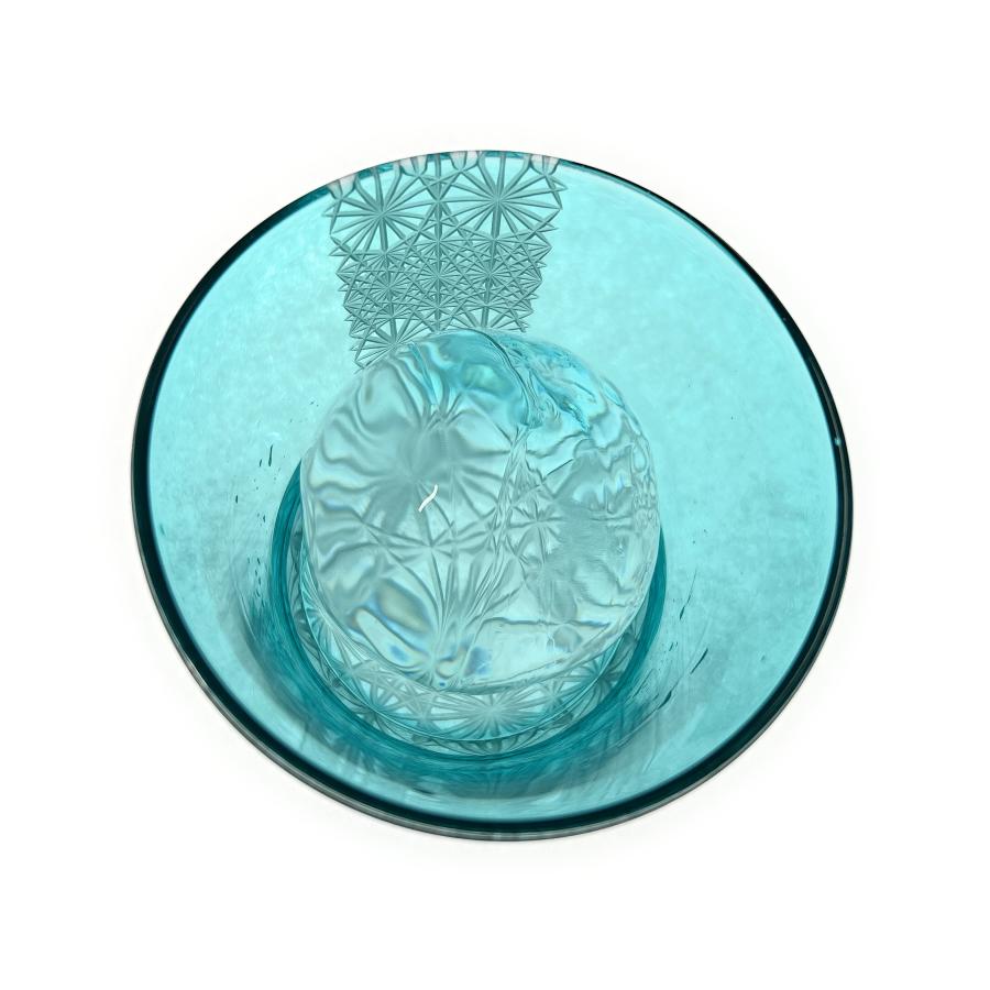 「拡大反射を愉しむ」東京切子（花切子）グラス　Professor 　空色 |  | 03