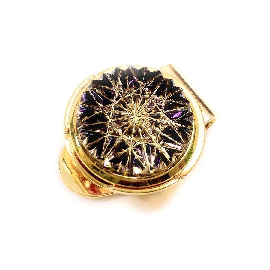 東京切子ゴルフマーカー　ひまわり　紫　ゴールド | 