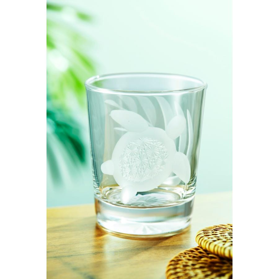 ハワイアンスタイル 東京切子ロックグラス ‐ ホヌ　菊つなぎ | 