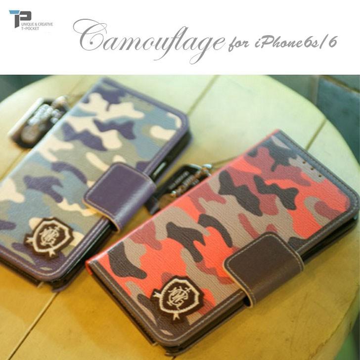 iPhone6s ケース T-POCKET Camouflage カモフラ ダイアリー 手帳型 スマホケース iPhone 6s ケース｜option