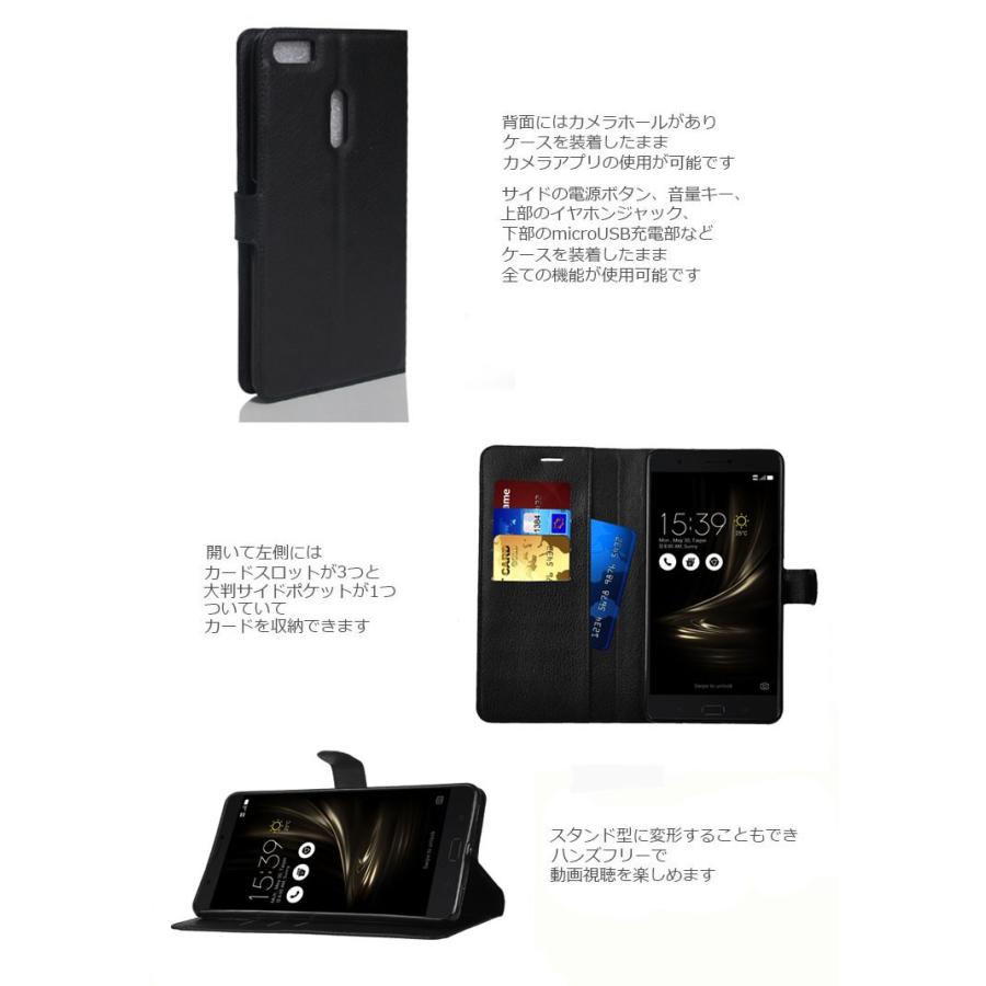 ASUS ZenFone 3 Ultra 専用 カラフル手帳型PUレザー ケース カバー for ZU680KL スマホケース｜option｜03