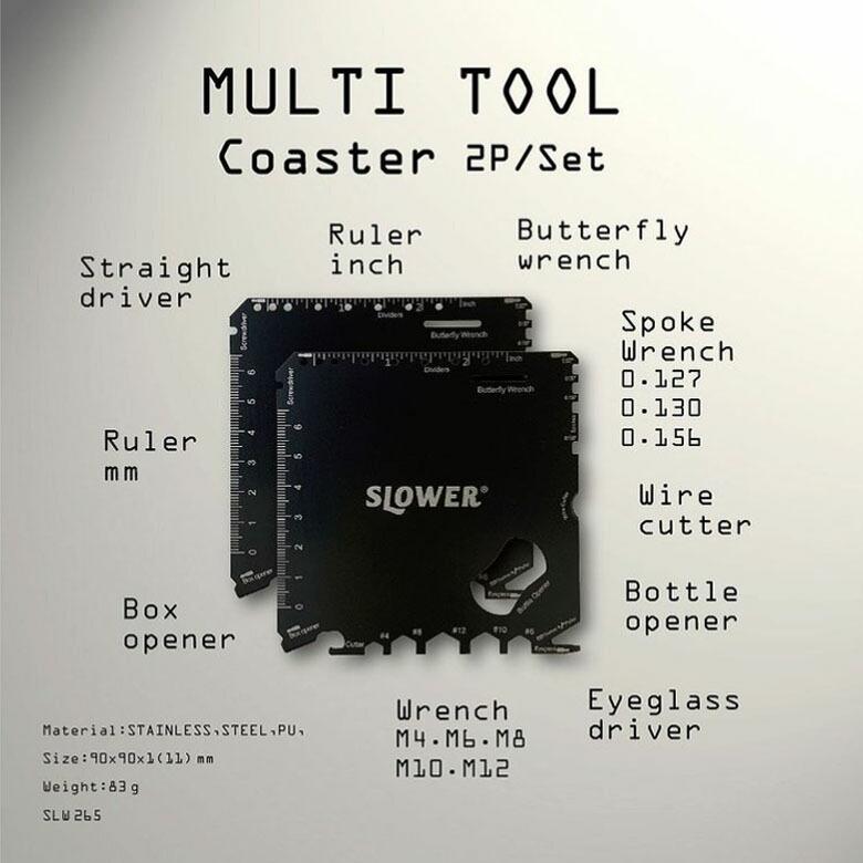 SLOWER スロウワー MULTI TOOL Coaster アウトドア マルチツール おしゃれ 工具 レンチ ドライバー ナイフ 登山 バイク 自転車 スポーク ステンレス コースター | SLOWER | 06