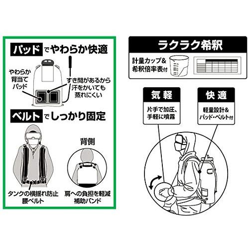 工進(KOSHIN)　背負い式　手動噴霧器　タンク　ポンプ　動噴ホース　ボールコック　消毒　人力　10L　ダイヤフラム　防除　加圧　除草　グランドマスター　RW-10DX　カバー付き