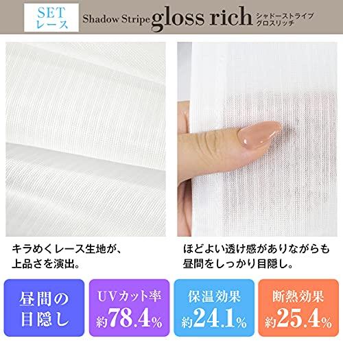 [カーテンくれない] 完全遮光生地使用 ヘリンボーン柄カーテン「C，S Weaving Rich」 と 美しい光沢 ミラーレース「S 完全遮光生地使用 ヘリンボーン柄カーテン C，S Weaving Rich