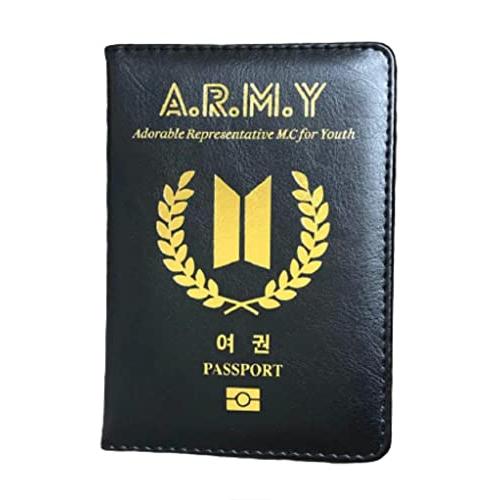 Army パスポートホルダーカバー 旅行 BTS防弾少年団KPOPファンのパスポートケース kpop Passport Holder