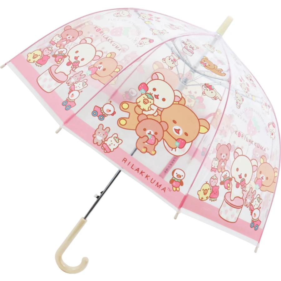 リラックマ ストロベリー 子供ビニール傘55cm ワンタッチタイプ 雨傘