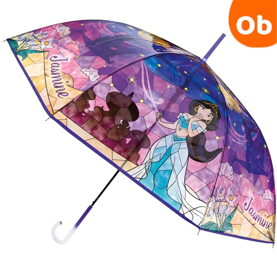 ディズニープリンセス ジャスミン ステンドグラス傘 60cm 透明 子供用