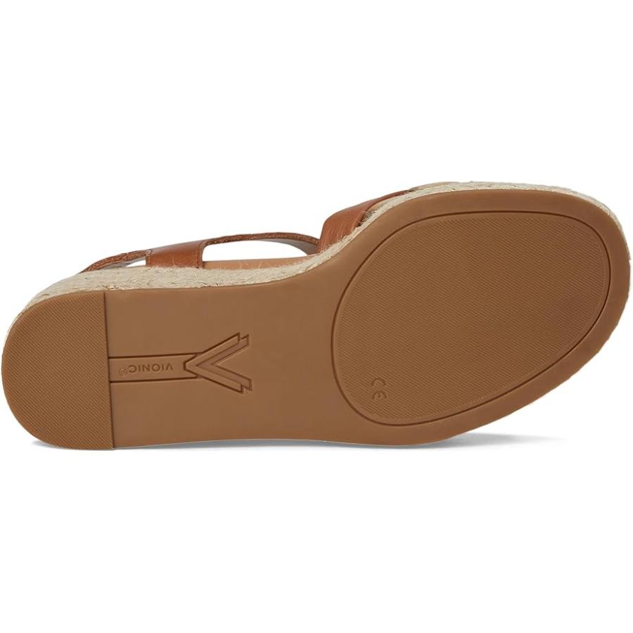 vionic VIONIC Saratoga エスパドリーユ Sandals レディース ヒール パンプス Tan/Gold レザー_2