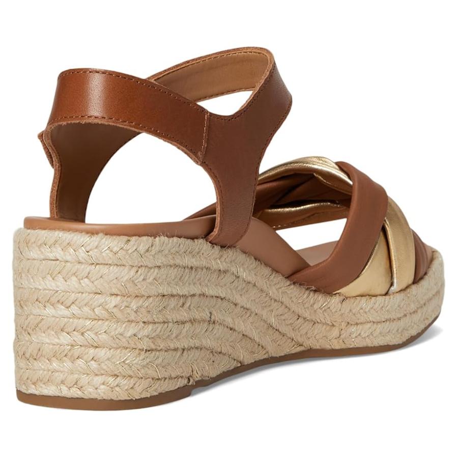 vionic VIONIC Saratoga エスパドリーユ Sandals レディース ヒール パンプス Tan/Gold レザー_4