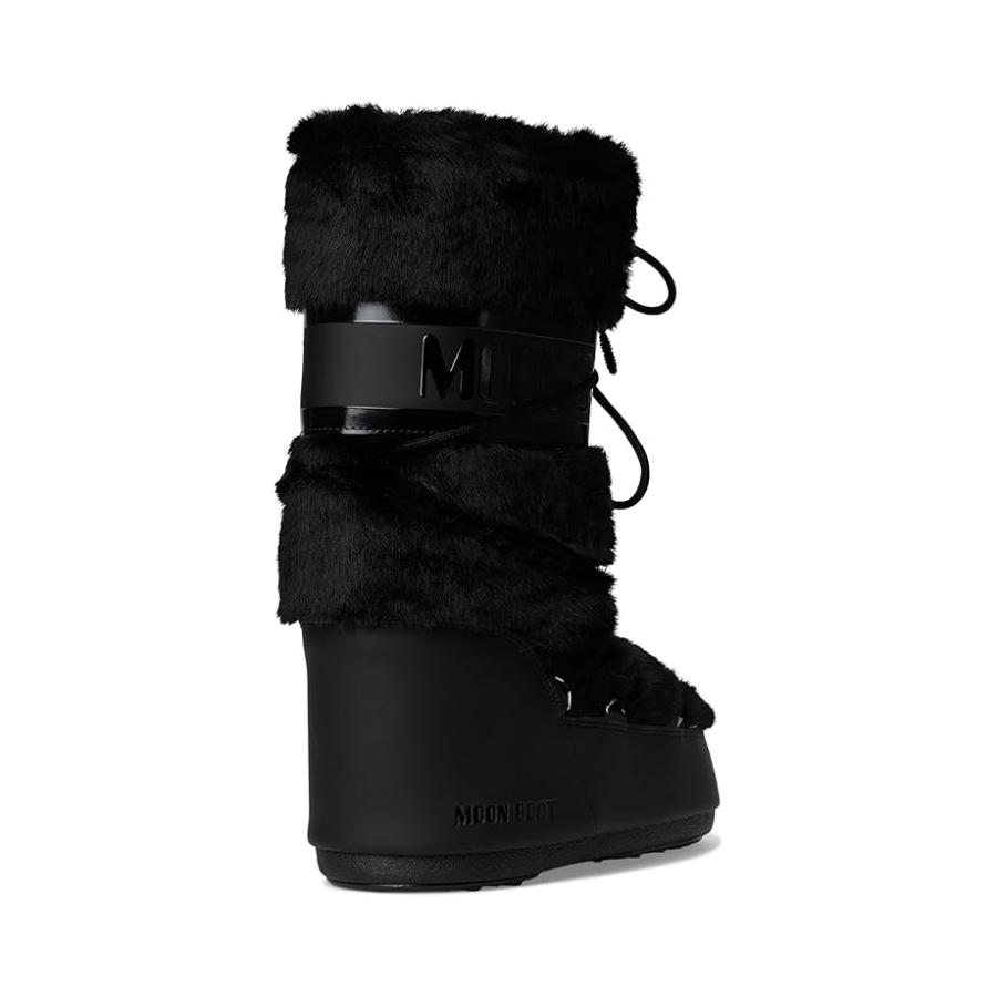 MOON BOOT  Icon Faux Fur レディース ブーツ Blackの画像
