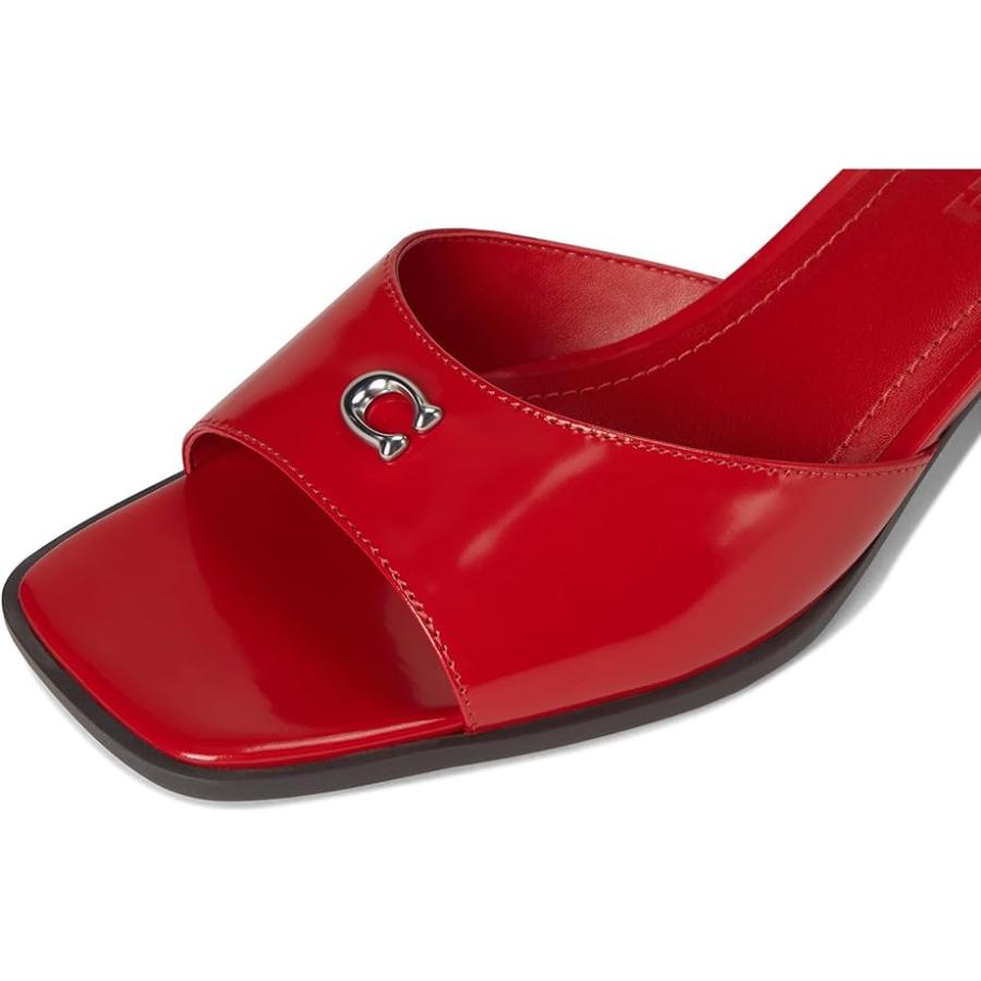 コーチ COACH Sculpted C レザー Block Heel Sandals レディース ヒール パンプス Sport Red_5