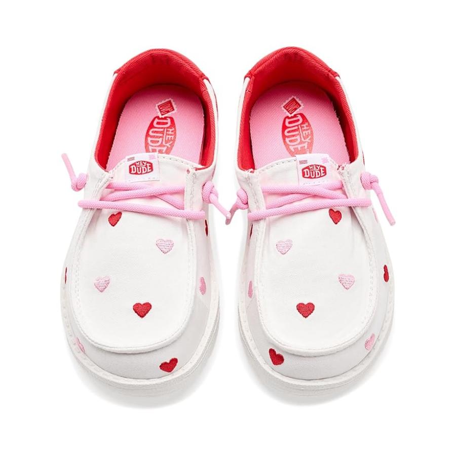 Hey Dude Kids  Wendy Embroidered Hearts (Toddler) キッズ・ジュニア Loafers White/Mu_1