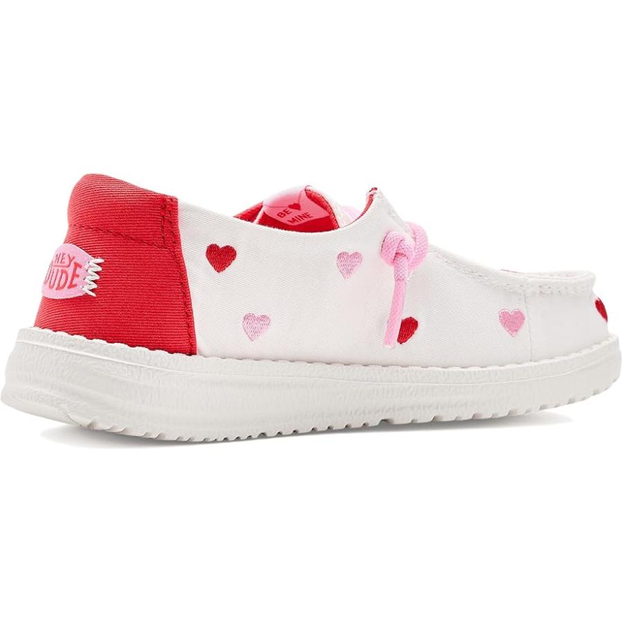 Hey Dude Kids  Wendy Embroidered Hearts (Toddler) キッズ・ジュニア Loafers White/Mu_2