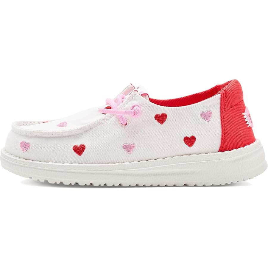 Hey Dude Kids  Wendy Embroidered Hearts (Toddler) キッズ・ジュニア Loafers White/Mu_3