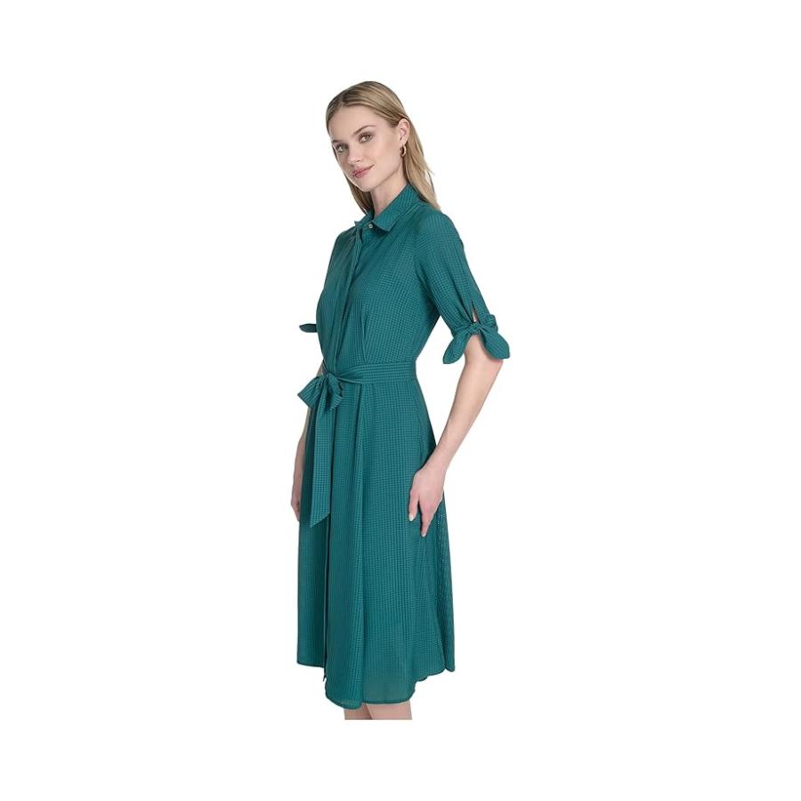 カルバン・クライン Calvin Klein Chiffon Short Sleeve Shirt Dress レディース ドレス Sequoia
