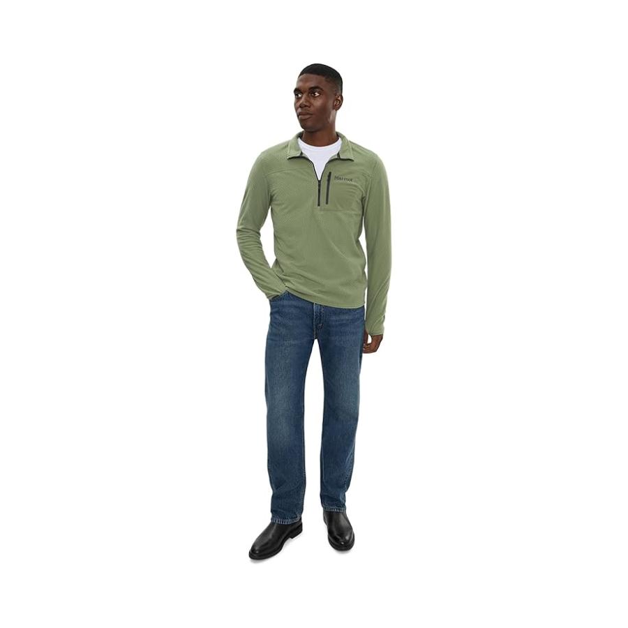 マーモット Marmot Airfleece 1/2 ジップ メンズ セーター Olive Grove_1