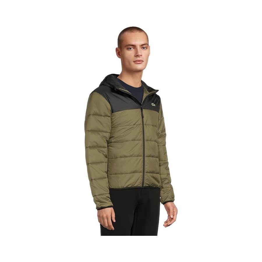ラコステ Lacoste Water-Repellent Quilted Puffed Jacket メンズ コート アウター Olive/Black