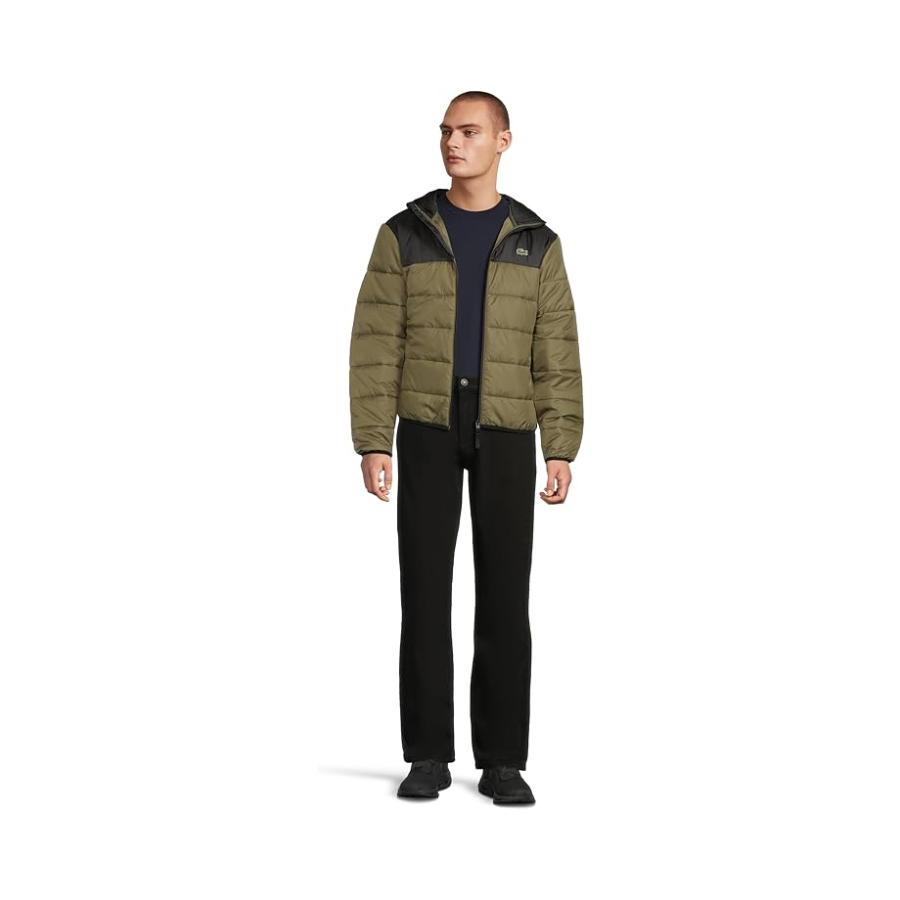 ラコステ Lacoste Water-Repellent Quilted Puffed Jacket メンズ コート アウター Olive/Black