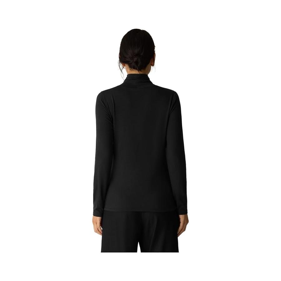 Eileen Fisher Sheer ニット Turtle Neck Top レディース シャツ トップス Black_1
