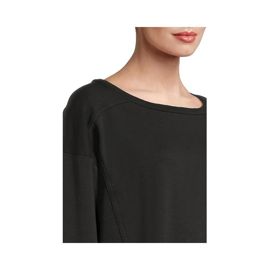 Eileen Fisher Garment Dyed Terry Ballet Neck Box Top レディース シャツ トップス Black_3