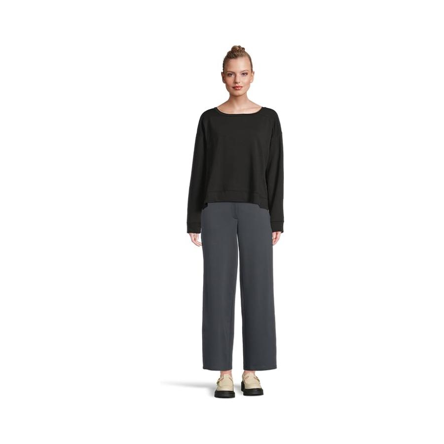 Eileen Fisher Garment Dyed Terry Ballet Neck Box Top レディース シャツ トップス Black_4