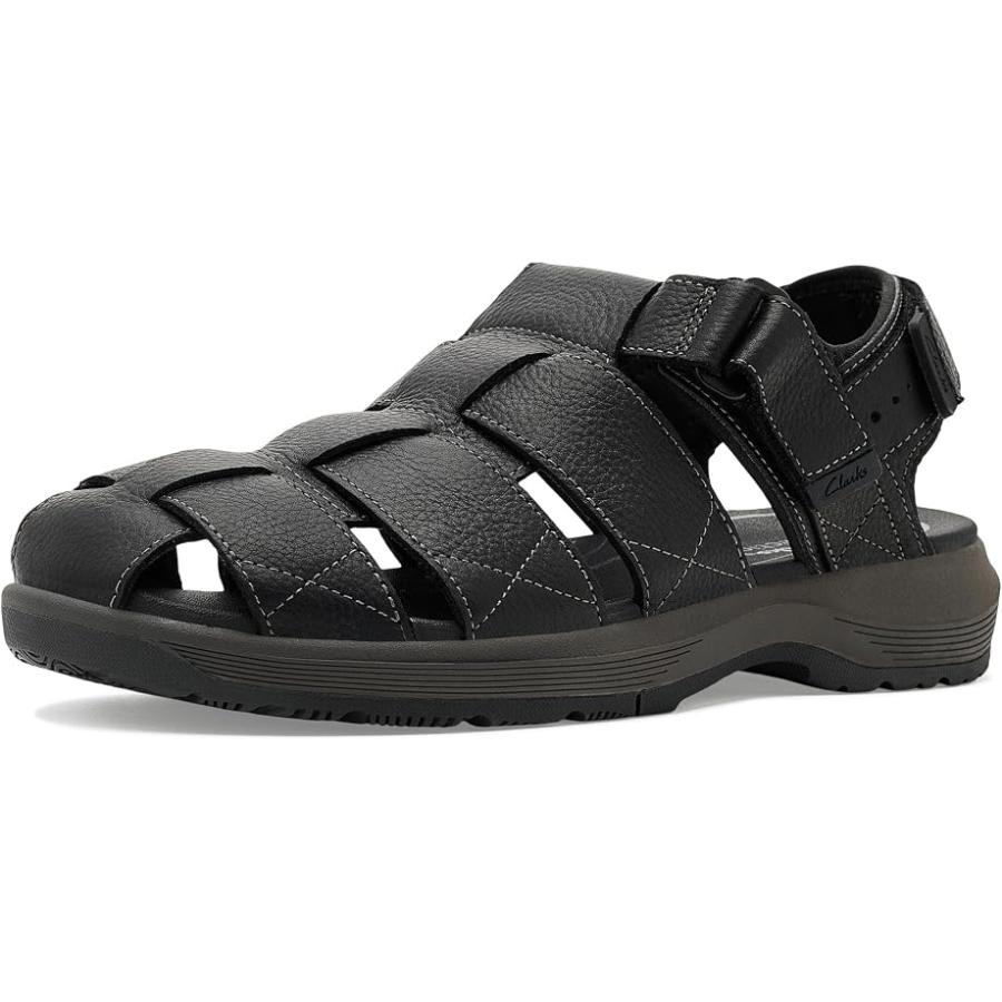 Clarks（クラークス） Guideview Cove メンズ サンダル Black Leather